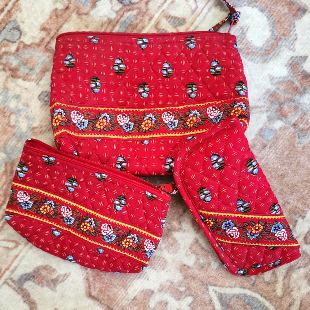Vera Bradley Red Floral Pouch Set